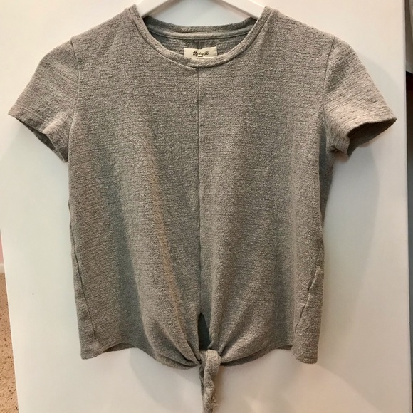Madewell Gray Modern Tie Front Tee Back to School - Picture 2 of 6
